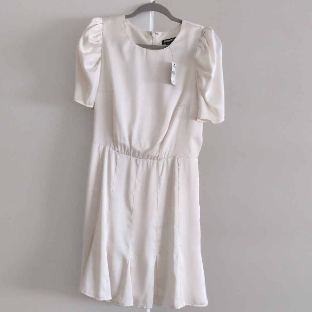Express Cream Puff Sleeve Mini Dress